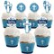 Big Dot of Happiness Blue Elegant Cross - Cupcake Decoration - Boy Religious Party Cupcake Wrappers and Treat Picks Kit - Set of 24